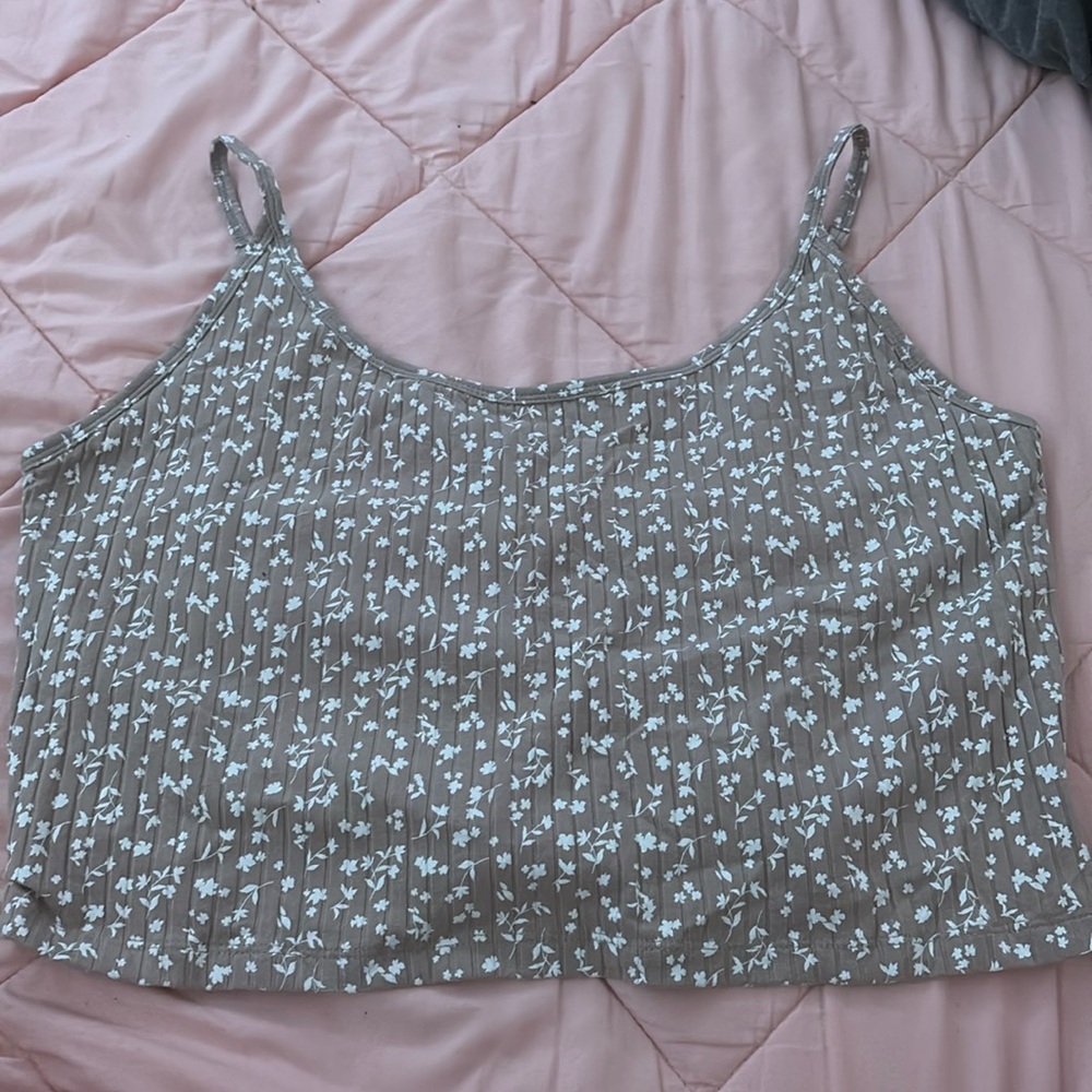 Brown floral crop top